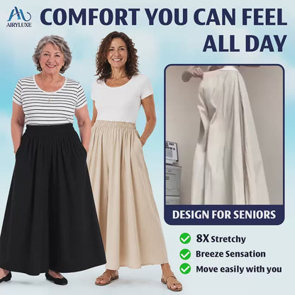 AiryLuxe - Women's Elegant Wide-Leg Skirt Pants