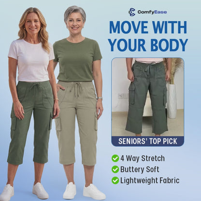 ComfyEase™ - Women Cargo Capri Lightweight Hiking Cropped Pants
