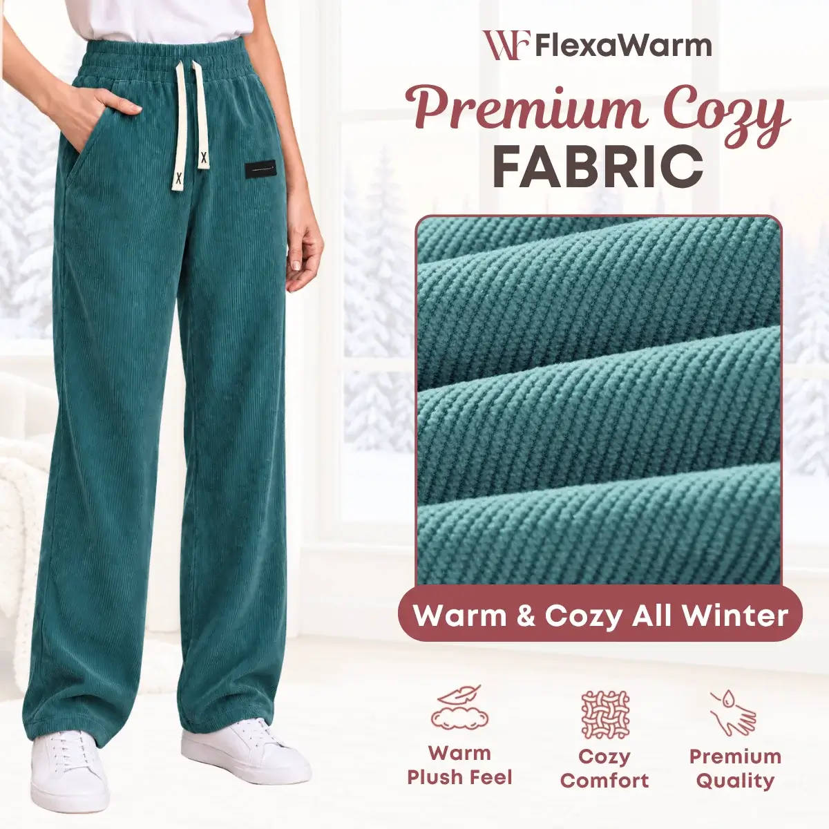 FlexaWarm - Cozy Stretch High-Waisted Corduroy Pants for Seniors